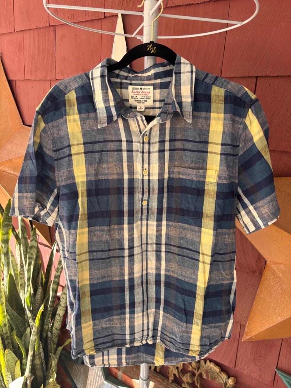 Lucky Brand Multicolor Plaid Button Up Short Sleeve Shirt  Men’s Size L